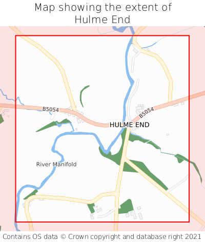 Map showing extent of Hulme End as bounding box