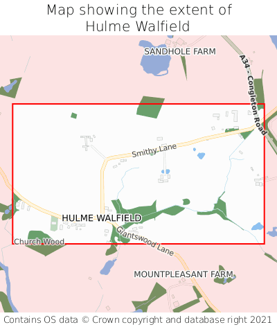 Map showing extent of Hulme Walfield as bounding box