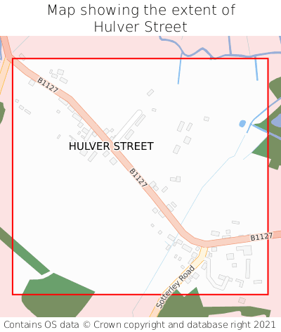 Map showing extent of Hulver Street as bounding box