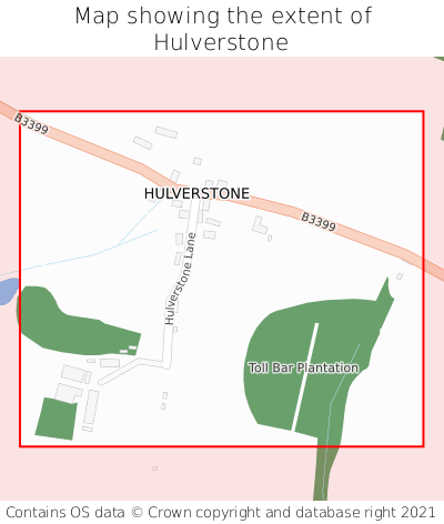 Map showing extent of Hulverstone as bounding box