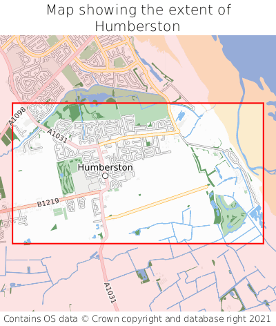 Map showing extent of Humberston as bounding box