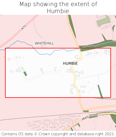 Map showing extent of Humbie as bounding box