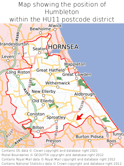 Map showing location of Humbleton within HU11