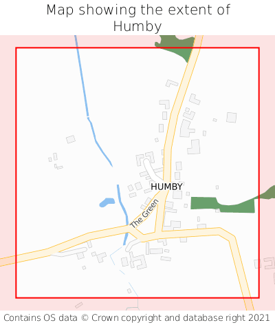 Map showing extent of Humby as bounding box