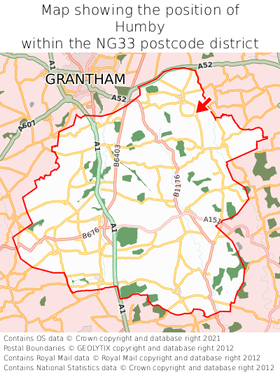 Map showing location of Humby within NG33