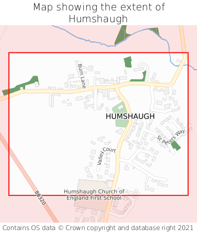 Map showing extent of Humshaugh as bounding box