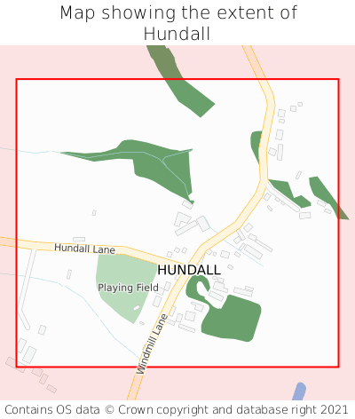 Map showing extent of Hundall as bounding box