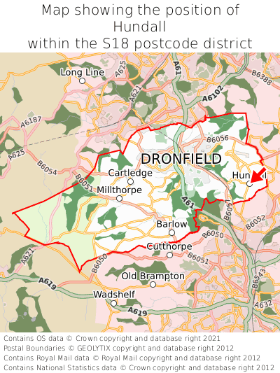 Map showing location of Hundall within S18