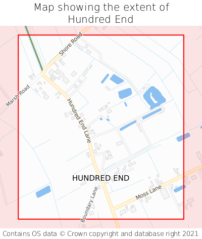 Map showing extent of Hundred End as bounding box