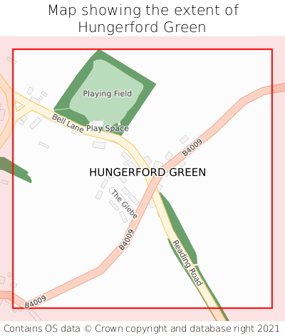 Map showing extent of Hungerford Green as bounding box