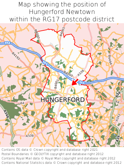 Map showing location of Hungerford Newtown within RG17