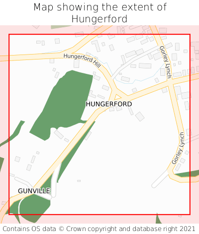 Map showing extent of Hungerford as bounding box