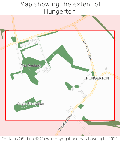 Map showing extent of Hungerton as bounding box