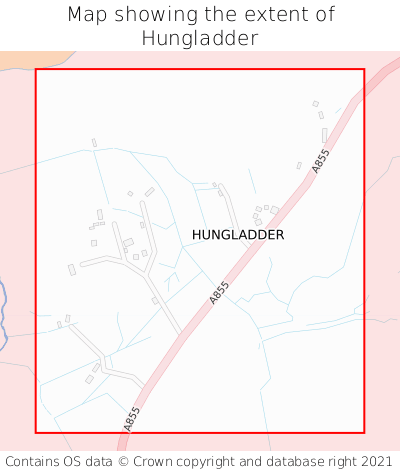 Map showing extent of Hungladder as bounding box
