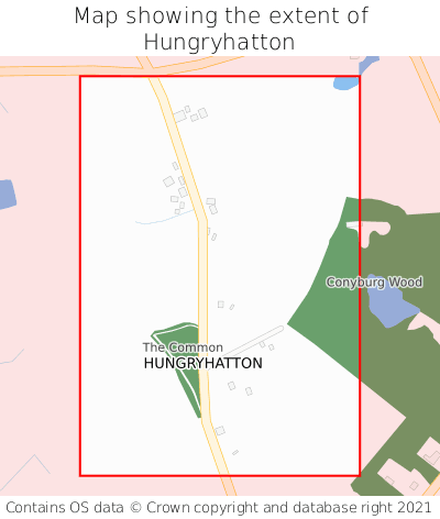 Map showing extent of Hungryhatton as bounding box