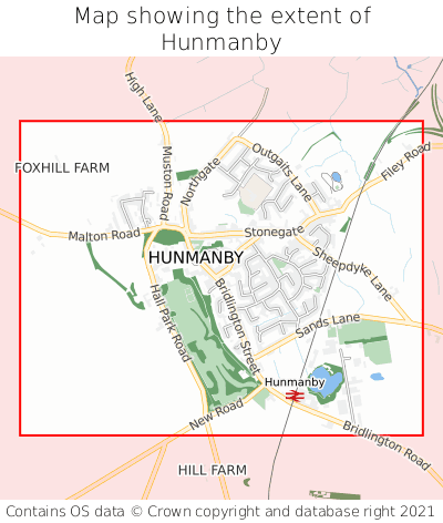 Map showing extent of Hunmanby as bounding box