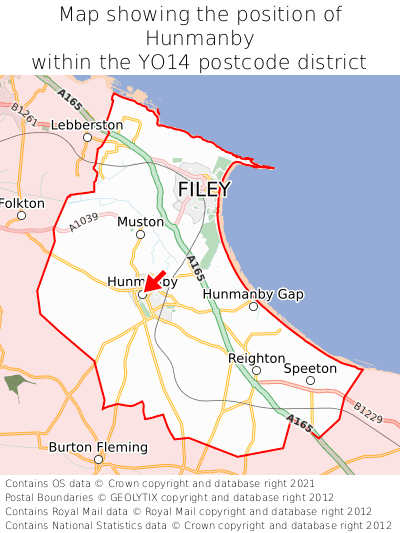 Map showing location of Hunmanby within YO14