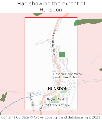 Map showing extent of Hunsdon as bounding box