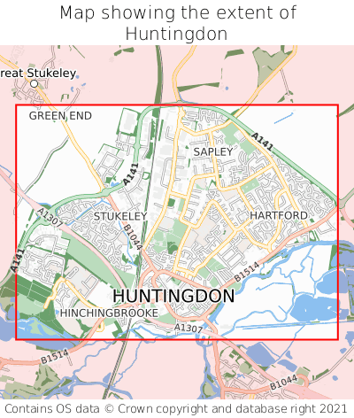 Map showing extent of Huntingdon as bounding box