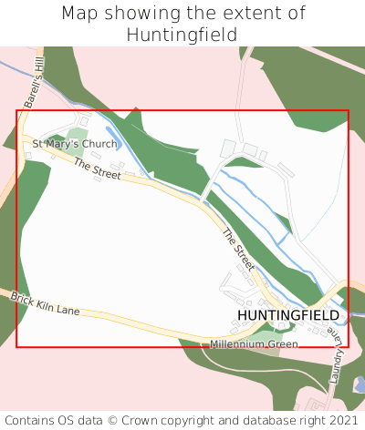 Map showing extent of Huntingfield as bounding box