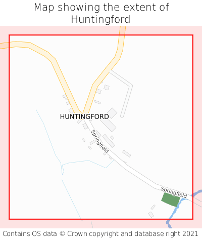 Map showing extent of Huntingford as bounding box