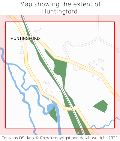 Map showing extent of Huntingford as bounding box