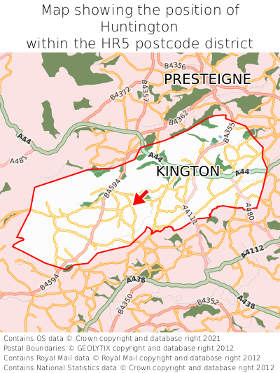 Map showing location of Huntington within HR5
