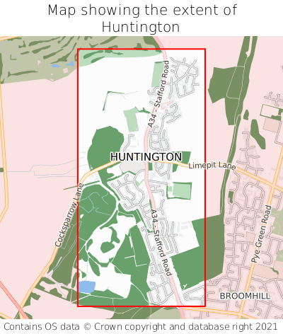 Map showing extent of Huntington as bounding box