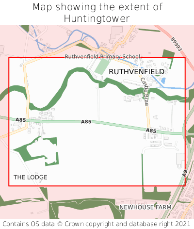 Map showing extent of Huntingtower as bounding box
