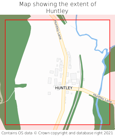 Map showing extent of Huntley as bounding box