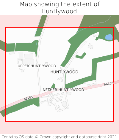 Map showing extent of Huntlywood as bounding box