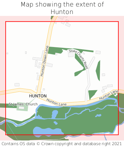 Map showing extent of Hunton as bounding box
