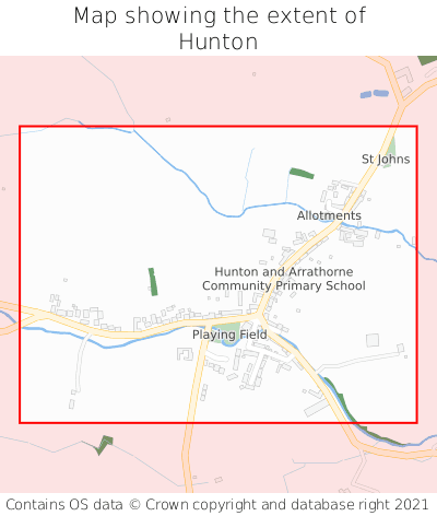 Map showing extent of Hunton as bounding box