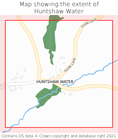 Map showing extent of Huntshaw Water as bounding box