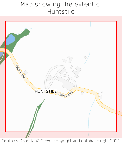 Map showing extent of Huntstile as bounding box
