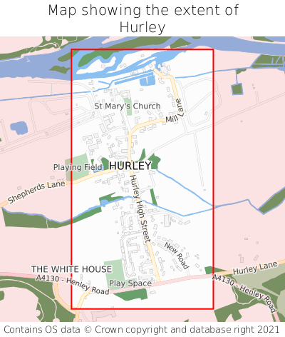 Map showing extent of Hurley as bounding box
