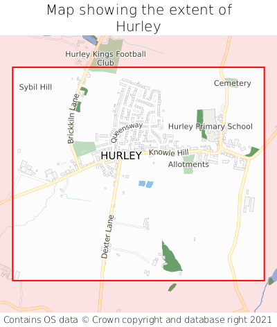 Map showing extent of Hurley as bounding box