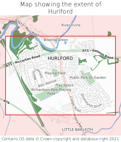 Map showing extent of Hurlford as bounding box