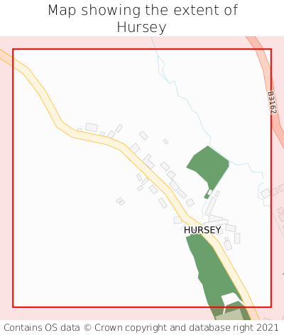 Map showing extent of Hursey as bounding box
