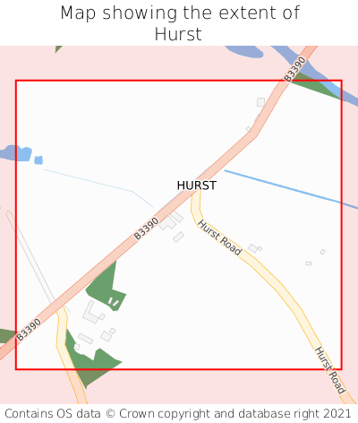 Map showing extent of Hurst as bounding box