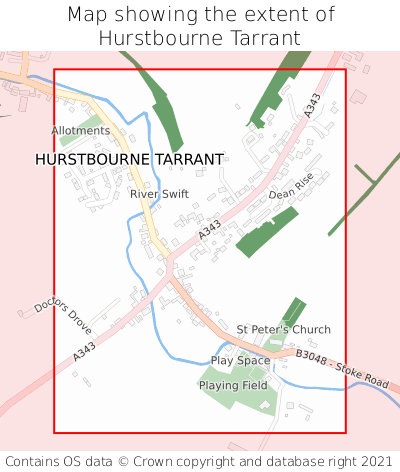 Map showing extent of Hurstbourne Tarrant as bounding box