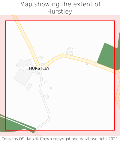 Map showing extent of Hurstley as bounding box