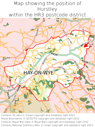 Map showing location of Hurstley within HR3