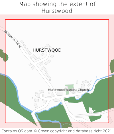 Map showing extent of Hurstwood as bounding box