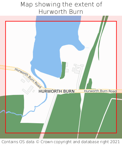 Map showing extent of Hurworth Burn as bounding box