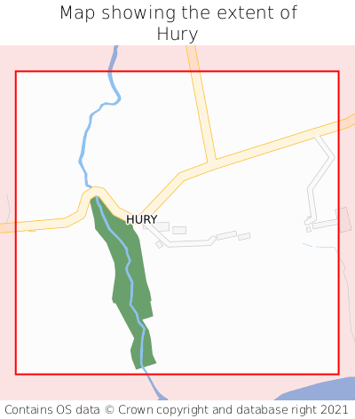 Map showing extent of Hury as bounding box