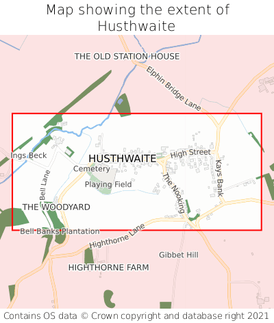 Map showing extent of Husthwaite as bounding box