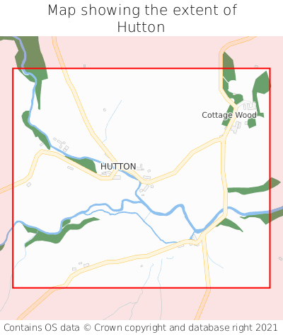 Map showing extent of Hutton as bounding box