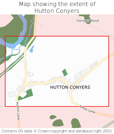Map showing extent of Hutton Conyers as bounding box