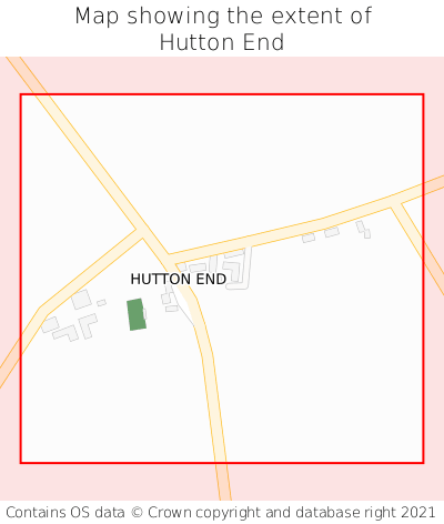 Map showing extent of Hutton End as bounding box